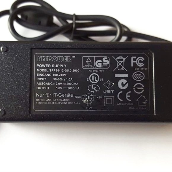 FLYPOWER SPP34-12.0/5.0-2000 AC DC ADAPTER POWER SUPPLY Wall Charger 12V 5V - Picture 1 of 2